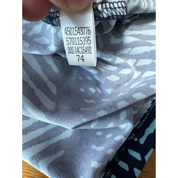 Chicos Womens Navy & Aqua Geometric Print 3/4 Sleeve Scoop Neck Top Size 1 US S - Picture 8 of 9